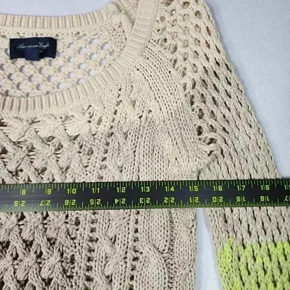American Eagle AEO Women's Sweater XS Open Weave Ombre Beige Green Soft Pullover - Picture 10 of 16